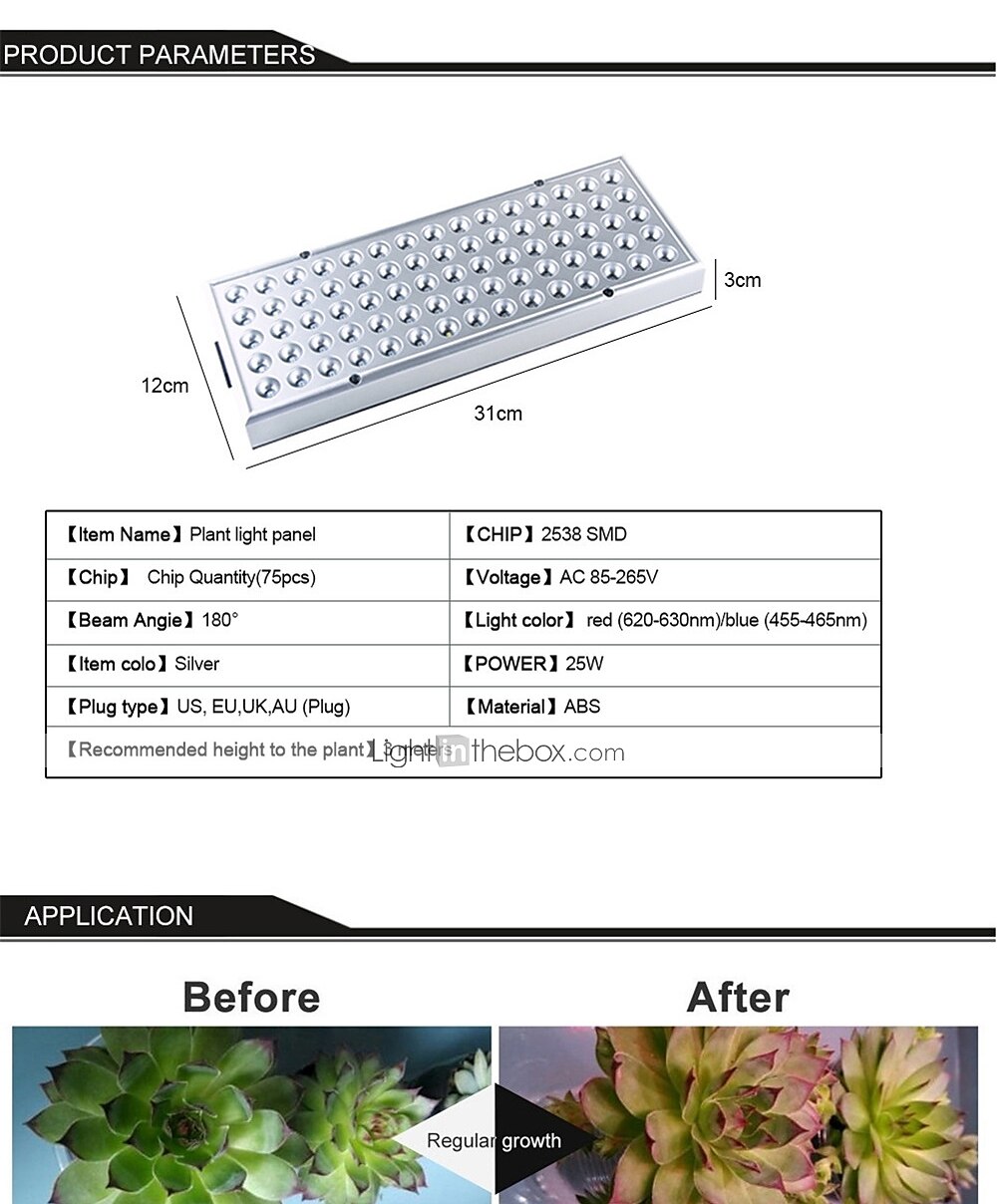 Grow Light for Indoor Plants LED Plant Growing Light Full Spectrum Panel Downlight Full Spectrum 25W 75LED AC85-265V Plants Flowers Vegetation AC 85-265V 2025 - $30.99 –P4