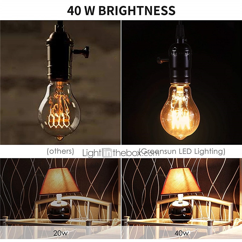 4pcs 40W E26/E27 A60 (A19) Vintage Edison Light Bulb, Dimmable, Warm White 2300K, Retro Decorative 220-240V 2025 - $16.99 –P5