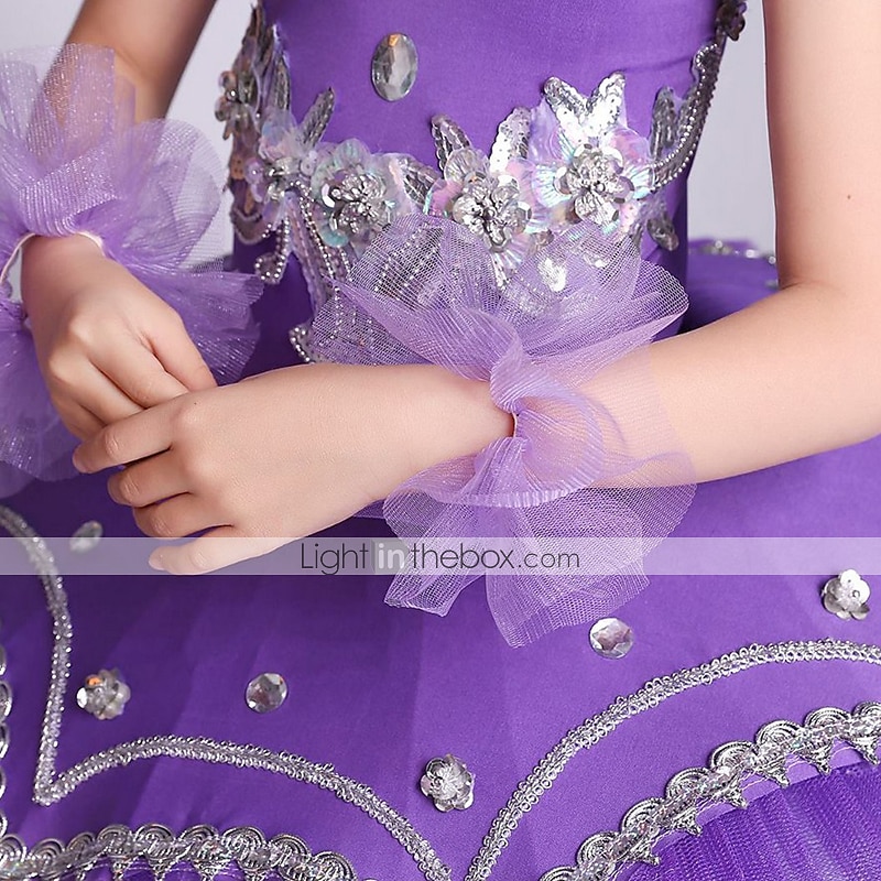 Ballett Kjole Blonder Krystall / Rhinestone Strå Ytelse Ermeløs Høy Spandex Tyll 2025 - $45.99 –P4