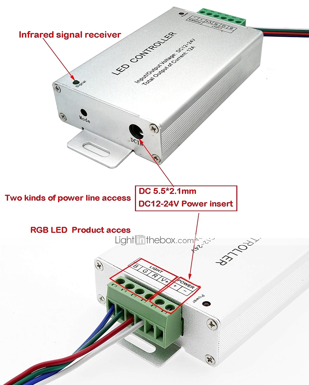 DC12V-24V 12A 144W 24Key IR Remote Controller Aluminum shell for RGB LED Strip 5050 3528 SMD 2025 - $19.99 –P2