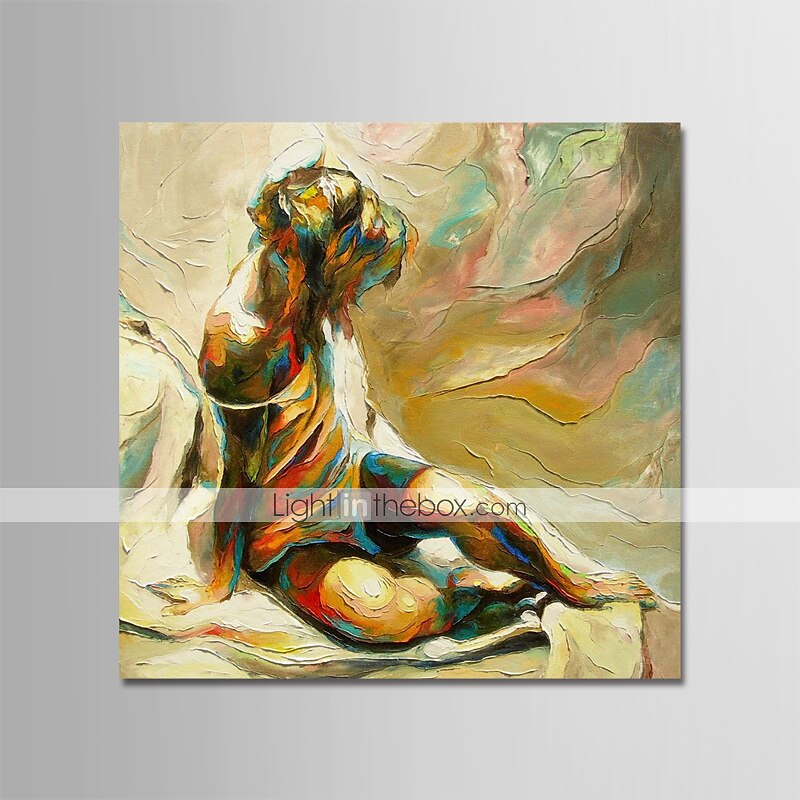 هانغ رسمت النفط الطلاء رسمت باليد مربع تجريدي الناس الحديث تشمل الإطار الداخلي 2025 - $158.99 –P6