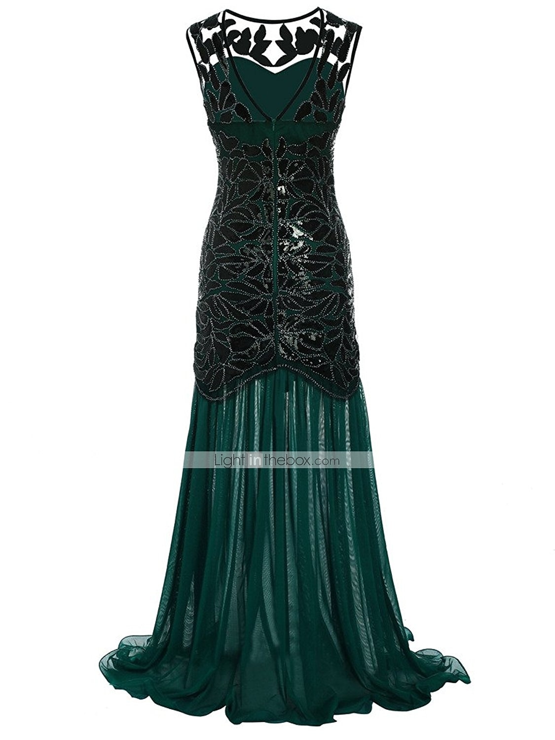 Roaring jaren '20 Jaren 1920 Cocktail jurk Tot de grond Flapper jurk Jurken Gala jurk Mouwloos The Great Gatsby Charleston Bruiloftsgast Pailletten Kant Blad Kwastje Dames Halloween Valentijnsdag 2025 - $51.99 –P6