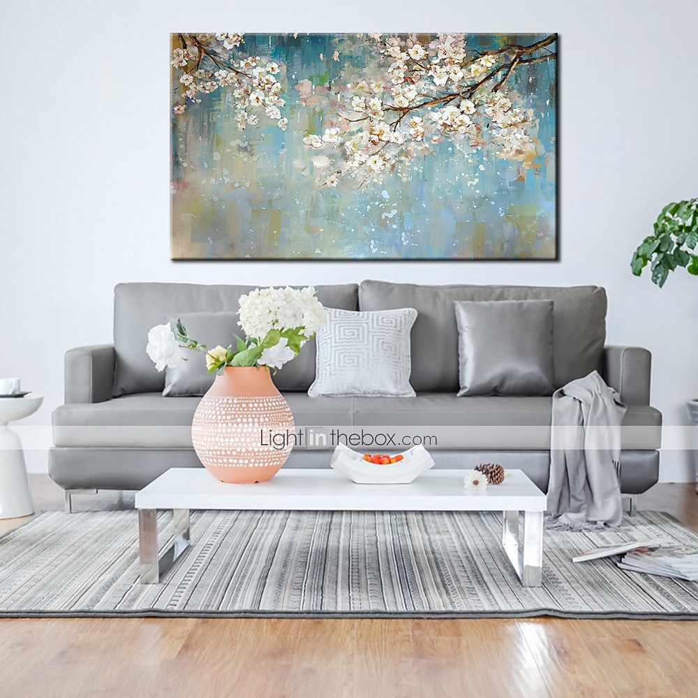 Oil Painting Hand Painted Horizontal Abstract Floral / Botanical Modern Stretched Canvas 2025 - $108.99 –P8