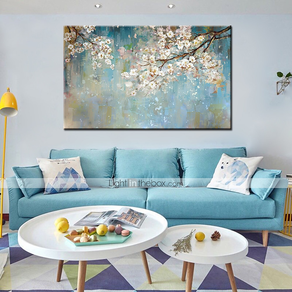 Oil Painting Hand Painted Horizontal Abstract Floral / Botanical Modern Stretched Canvas 2025 - $108.99 –P7
