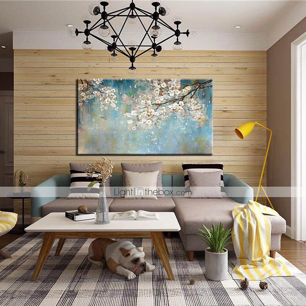 Oil Painting Hand Painted Horizontal Abstract Floral / Botanical Modern Stretched Canvas 2025 - $108.99 –P9