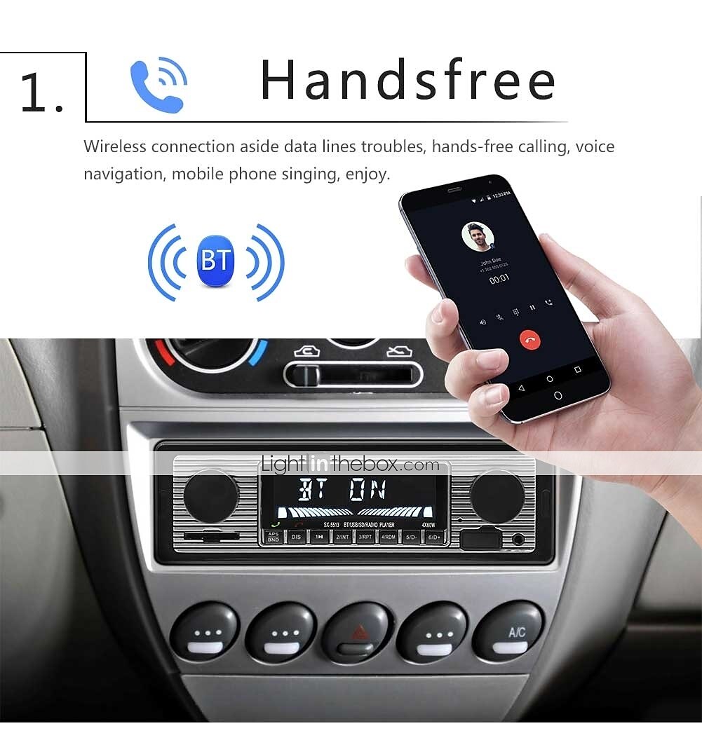 SWM 5513 LCD Car Stereo MP3 Player FM Radio Bluetooth 4.0 USB TF card AUX Input 