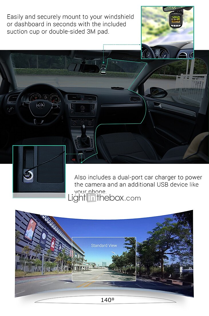 WAZA B03 1080p Auto DVR 140 graden Wijde hoek CMOS 1.5 inch(es) TFT Dash Cam met WIFI / G-Sensor / Parkeermodus Autorecorder 2025 - $102.99 –P7