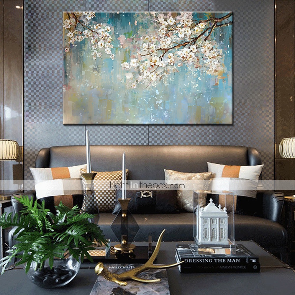 Oil Painting Hand Painted Horizontal Abstract Floral / Botanical Modern Stretched Canvas 2025 - $108.99 –P6