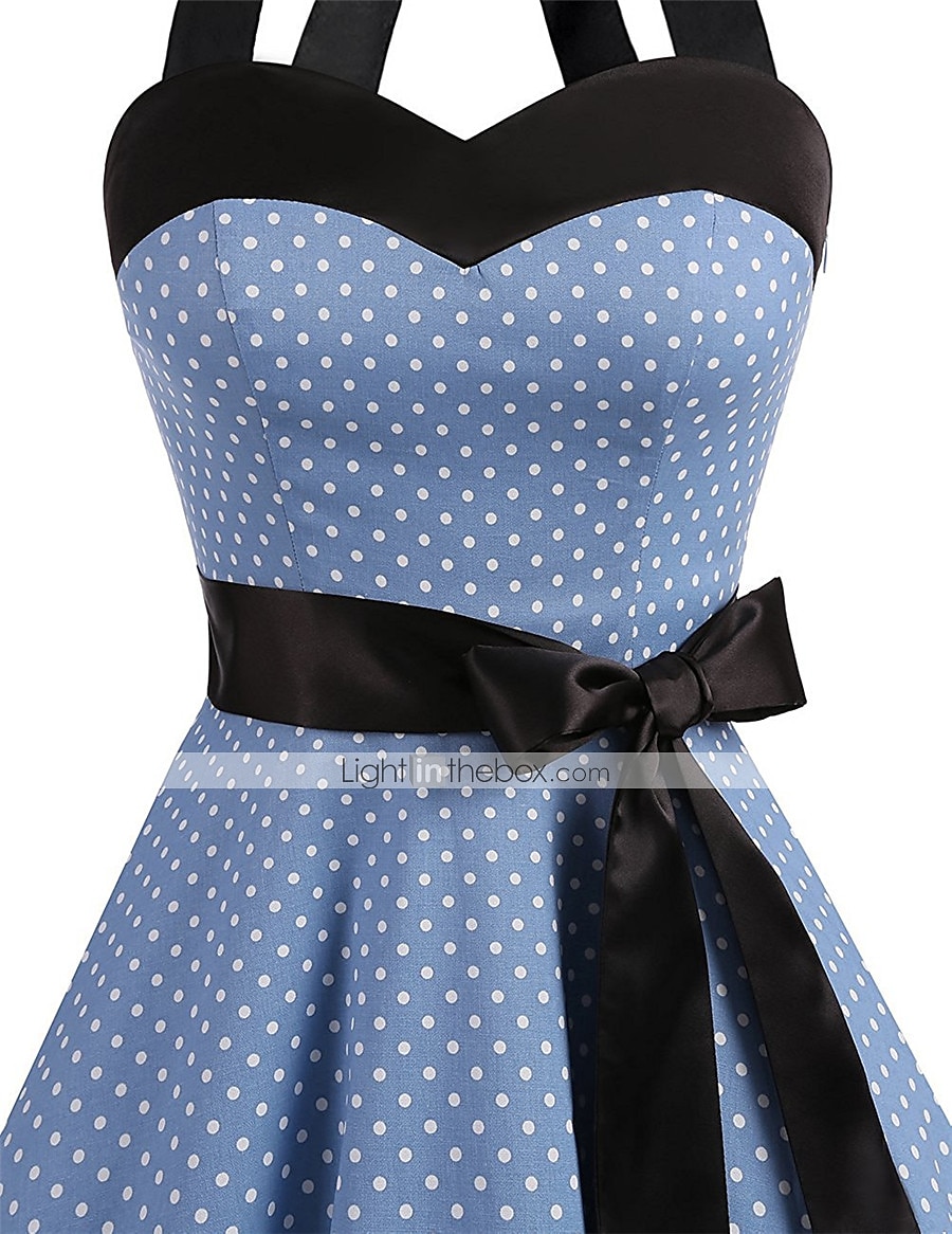 Stippen Retro vintage Jaren '50 Tot de knie Jurken Rockabilly Halter Stip Dames Schoolfeest Vrijgezellenfeest Volwassenen Kleding Homecoming-jurken Zomer 2025 - $35.99 –P11