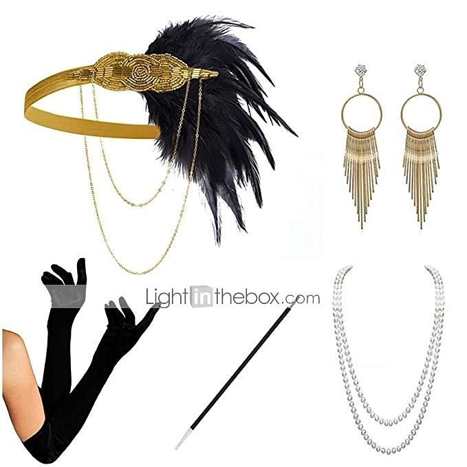 Loucos anos 20 Anos 20 O Grande Gatsby Vestidos Conjuntos de acessórios de fantasia Luvas O Grande Gatsby charleston Convidado do casamento Franjas Côr Sólida Franjas Fantasia Mulheres Festa Baile de de 2025 por $26.99 –P3