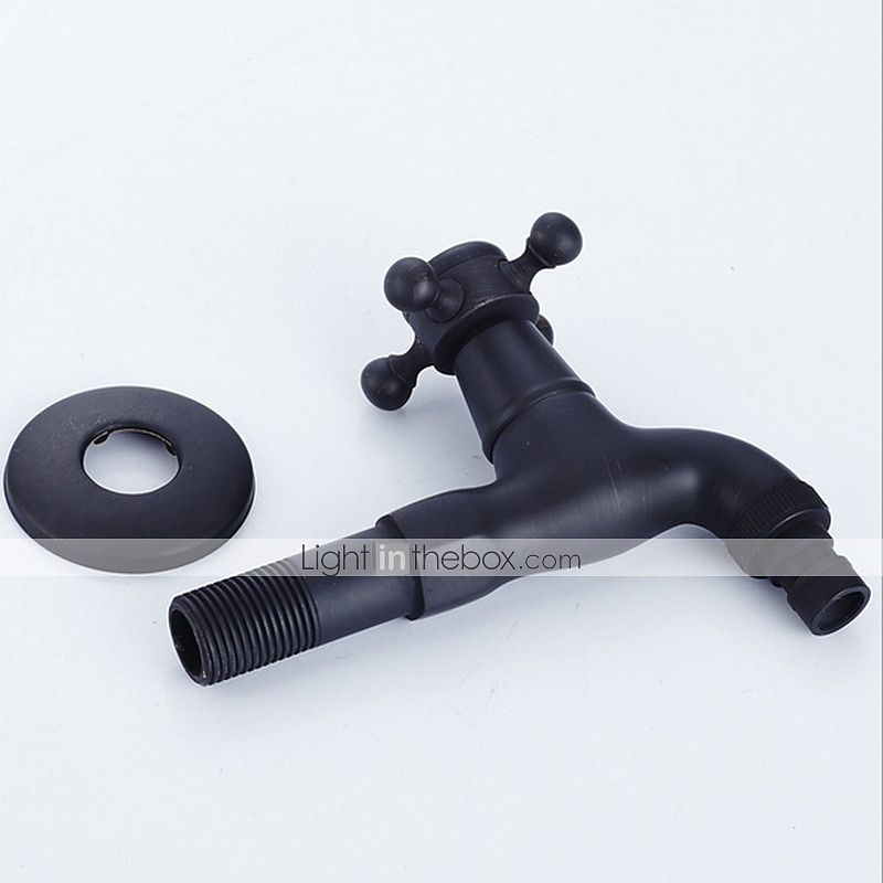 Robinet d'eau de machine à laver standard avec extrémité filetée, robinet de lavabo monotrou à poignée unique en laiton antique noir bronze huilé, robinet extérieur avec valve en céramique de 2025 ? $27.99 –P1