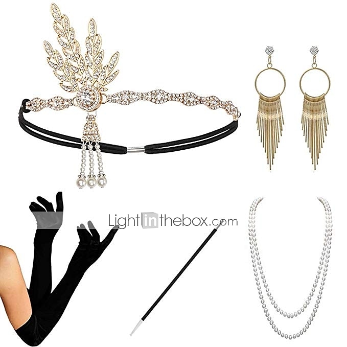 Loucos anos 20 Anos 20 O Grande Gatsby Vestidos Conjuntos de acessórios de fantasia Luvas O Grande Gatsby charleston Convidado do casamento Franjas Côr Sólida Franjas Fantasia Mulheres Festa Baile de de 2025 por $26.99 –P4