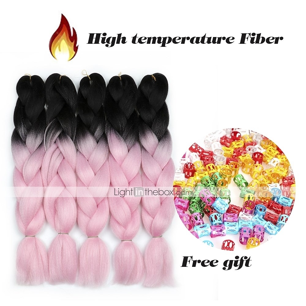 Crochet Hair Braids Jumbo Box Braids Pink Synthetic Hair 24 inch Braiding Hair 5 Pieces 2025 - $11.99 –P5
