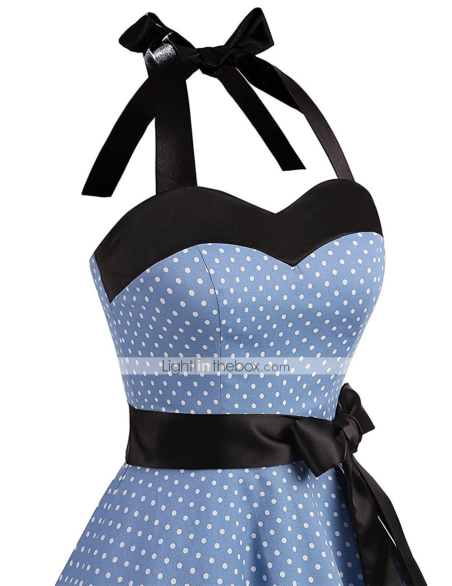 Stippen Retro vintage Jaren '50 Tot de knie Jurken Rockabilly Halter Stip Dames Schoolfeest Vrijgezellenfeest Volwassenen Kleding Homecoming-jurken Zomer 2025 - $35.99 –P12
