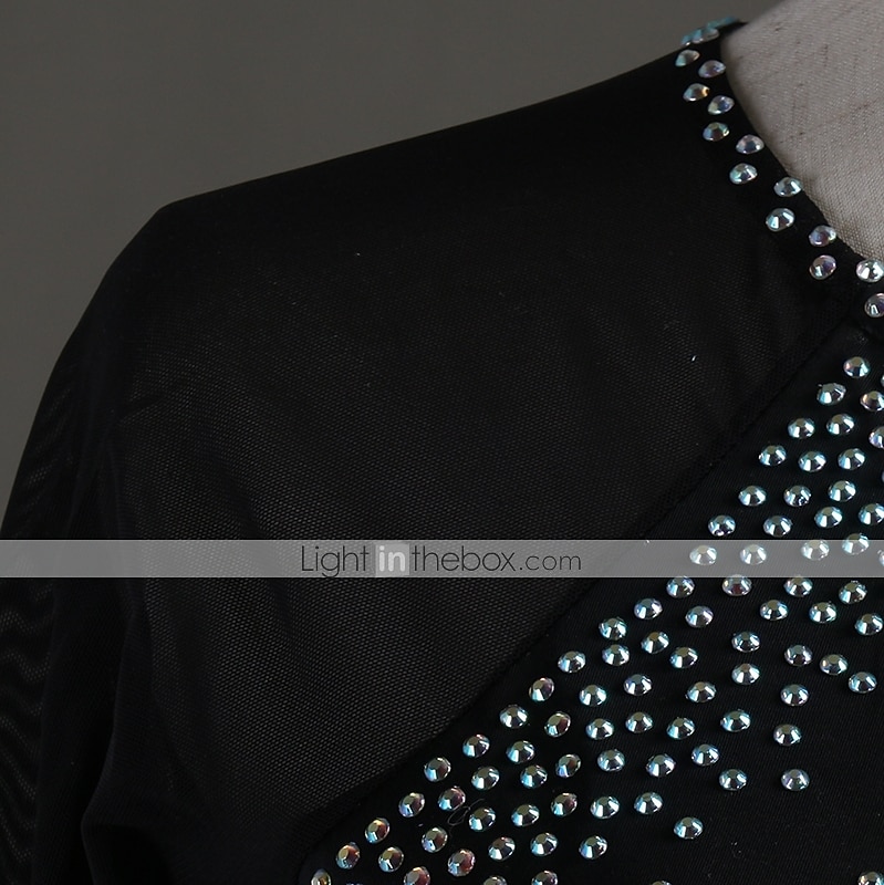 Figure Skating Dress Crystals / Rhinestones Women's Girls' Training Long Sleeve High Chinlon Tulle 2025 - $115.99 –P1