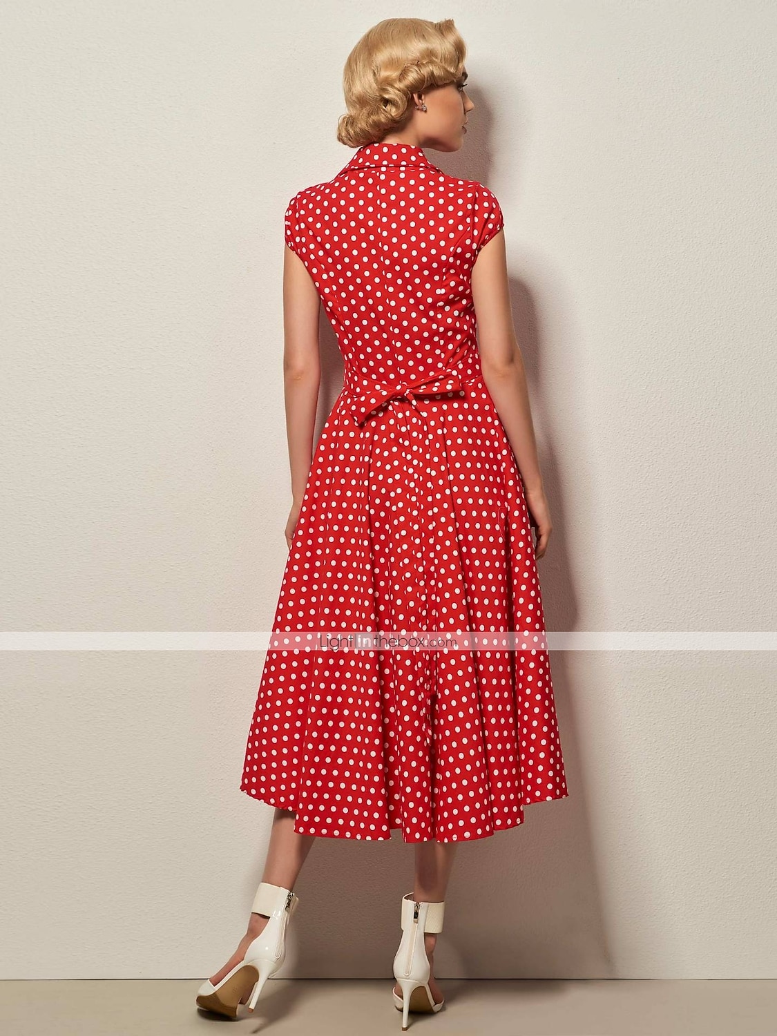 Polka Dots Retro Vintage 1960s Midi Dress T-shirt Sleeve Polka Dot V Neck  Fancy Dress Women's Adults' 2026 - $41.99
