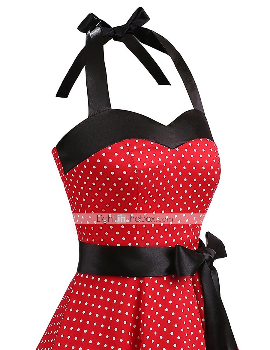 Stippen Retro vintage Jaren '50 Tot de knie Jurken Rockabilly Halter Stip Dames Schoolfeest Vrijgezellenfeest Volwassenen Kleding Homecoming-jurken Zomer 2025 - $35.99 –P17