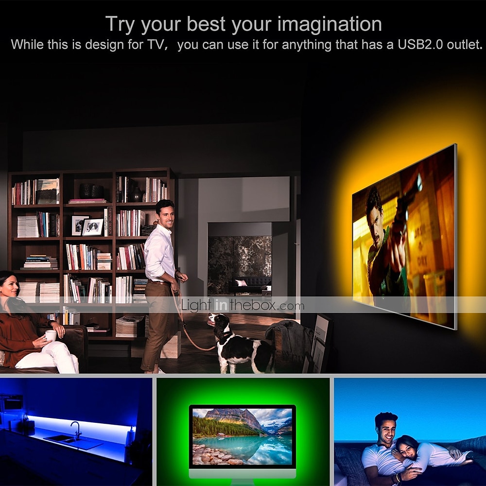 2025年 防水 USB LED ストリップ ライト RGB カラー変更 3.28-15 フィート 電池式 LED ストリップ ライト フレキシブル 電池式 LED ライト 3 つのキー付き IR コントローラー 寝室 デスク ホームルーム テレビ キャンプ DIY 装飾用  コレクション – $8.99 –P7