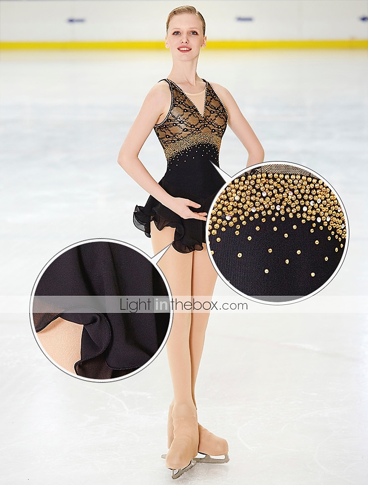 Kunstschaatsjurk Dames Voor meisjes Schaatsen Jurken Donker paars Wit Geel Open achterkant Netstof Spandex Kant Hoge Elasticiteit Wedstrijd Kunstschaatskleding Juwelen Strass Mouwloos Schaatsen 2026 - $142.99 –P3