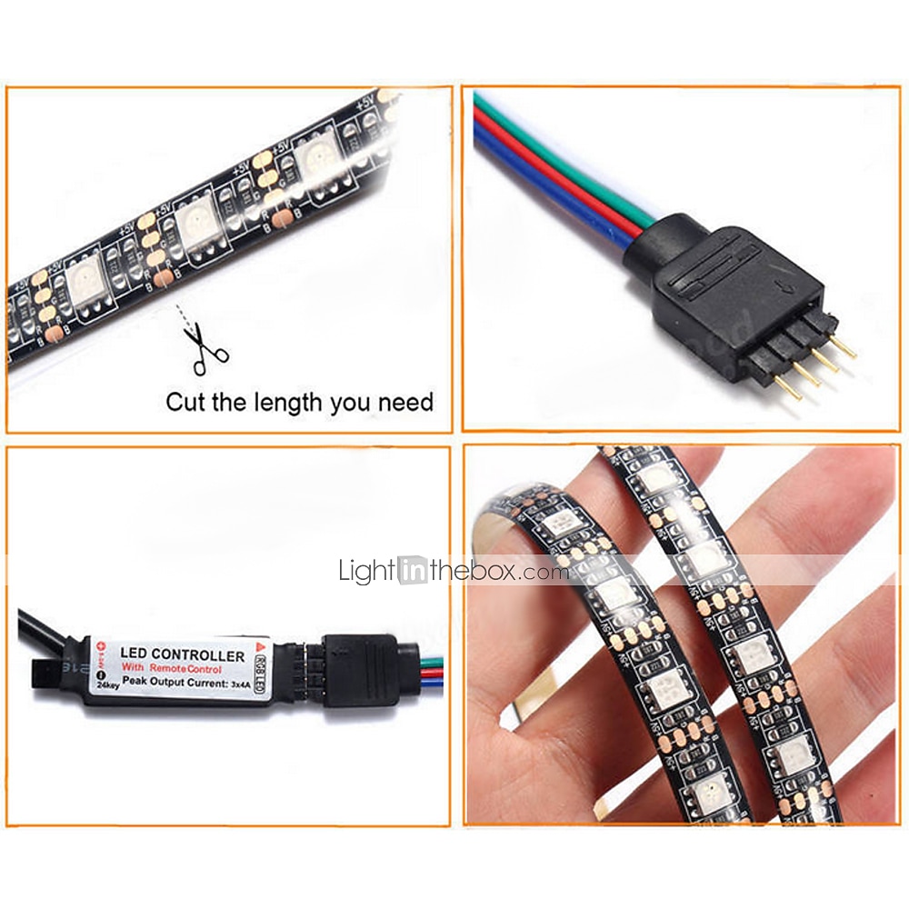 2025年 防水 USB LED ストリップ ライト RGB カラー変更 3.28-15 フィート 電池式 LED ストリップ ライト フレキシブル 電池式 LED ライト 3 つのキー付き IR コントローラー 寝室 デスク ホームルーム テレビ キャンプ DIY 装飾用  コレクション – $8.99 –P3