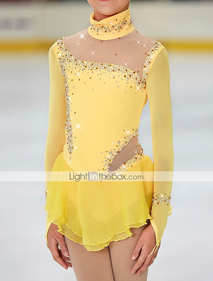 Figure Skating Dress Women's Girls' Ice Skating Dress Outfits Violet White Black Spandex High Elasticity Competition Skating Wear Warm Handmade Jeweled Rhinestone Long Sleeve Ice Skating Figure 2026 - $163.99 –P8