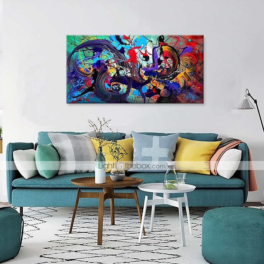 Ölgemälde handgemachte handgemalte Wandkunst abstrakte bunte Heimtextilien Dekor gerollte Leinwand kein Rahmen ungedehnt 2025 - $60.99 –P4