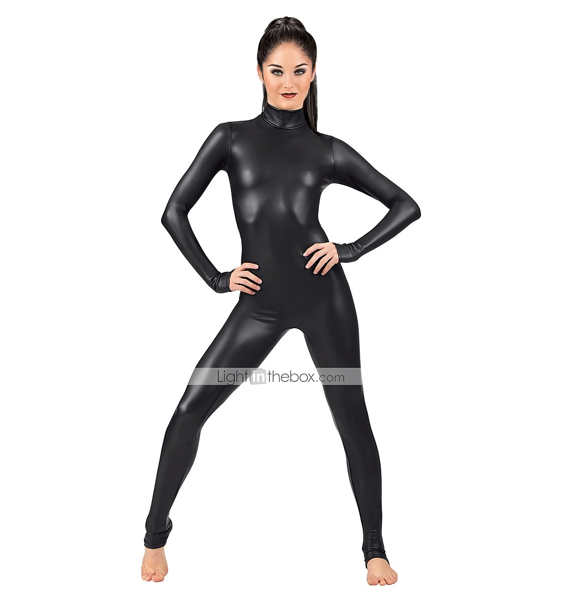 Morph Suit Sexy Black Bodysuit Shiny Metallic Catsuit Women's Full Body Suit  