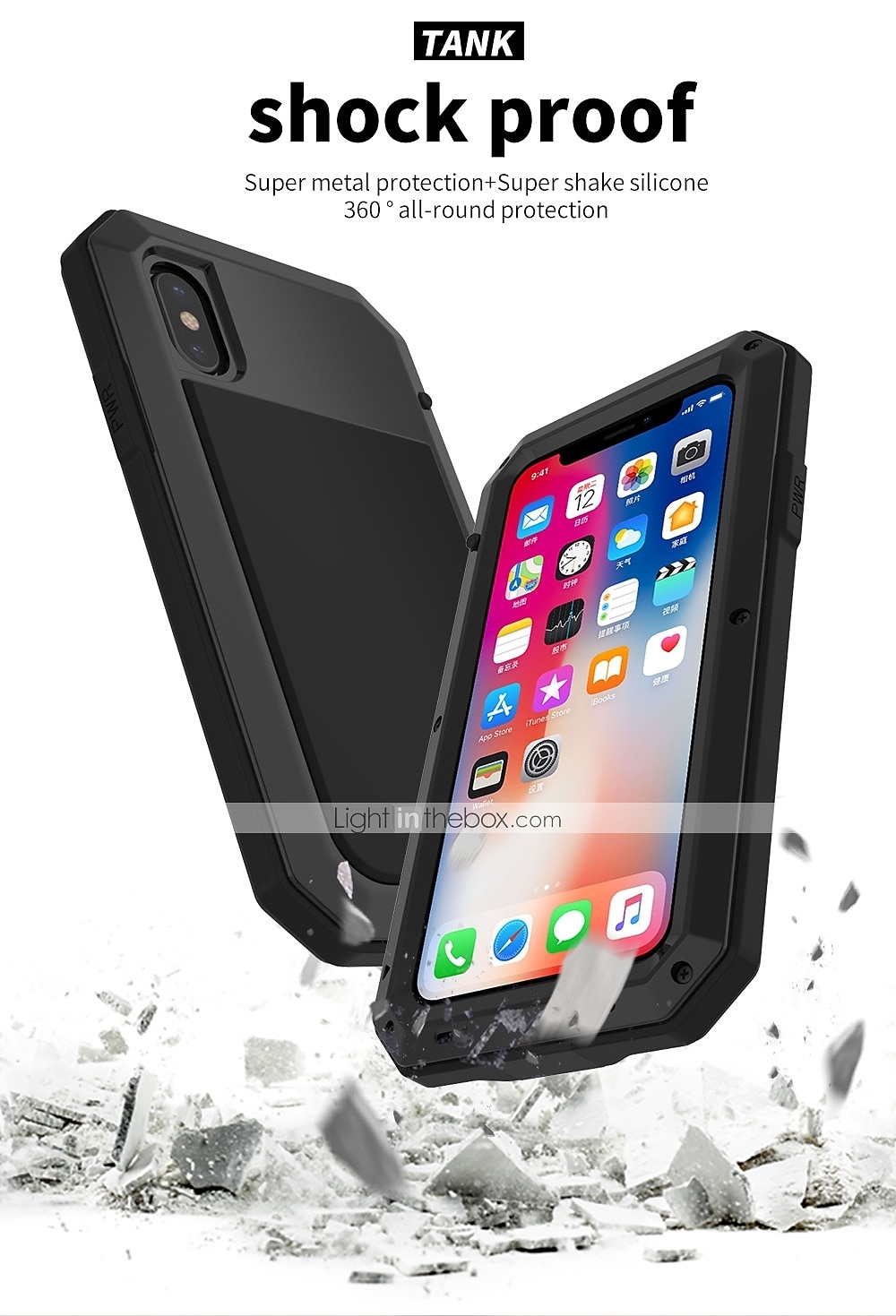 Heavy Duty Shockproof Metal iPhone Case with Tempered Glass for iPhone 15 Pro Max Plus 14 13 12 11 Pro Max Mini X XR XS Max 8 7 Plus – Full Body Rugged Protective Cover 2025 - $26.99 –P3