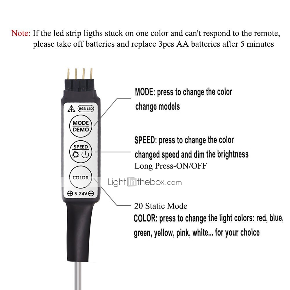 2025年 防水 USB LED ストリップ ライト RGB カラー変更 3.28-15 フィート 電池式 LED ストリップ ライト フレキシブル 電池式 LED ライト 3 つのキー付き IR コントローラー 寝室 デスク ホームルーム テレビ キャンプ DIY 装飾用  コレクション – $8.99 –P1