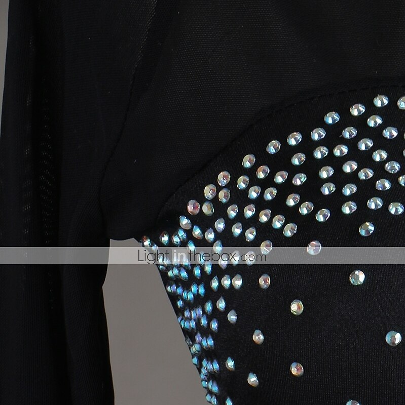 tánc salsa latin táncruha kristályok / strasszok női edzéselőadás hosszú ujjú magas spandex tüll 2025 - $77.99 –P2