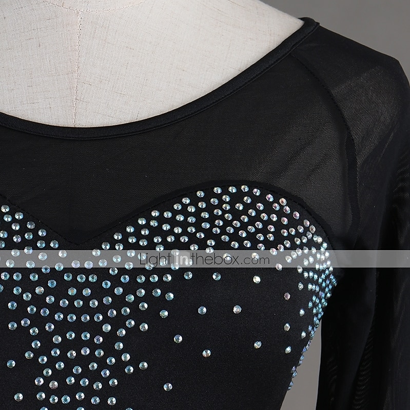 tánc salsa latin táncruha kristályok / strasszok női edzéselőadás hosszú ujjú magas spandex tüll 2025 - $77.99 –P1
