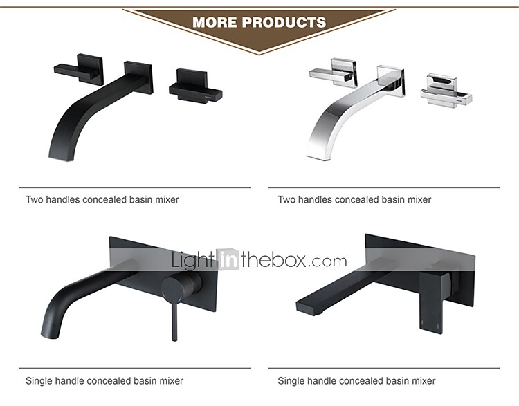 Brass Wall Mount Bathroom Sink Faucet,Black Single Handle One Hole Bath Taps with Hot and Cold Switch 2025 - $153.99 –P2