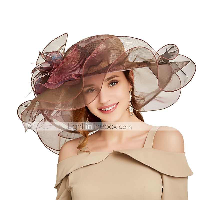 Organza Kentucky Hatt  Fascinatörer  Huvudbonad med Tiered 1 PC Fest  Kväll  Företag  Ceremoni  Bröllop  Téfest Huvudbonad för att imponera Klädkod Race Day Dress 2026 - $32.99 –P2