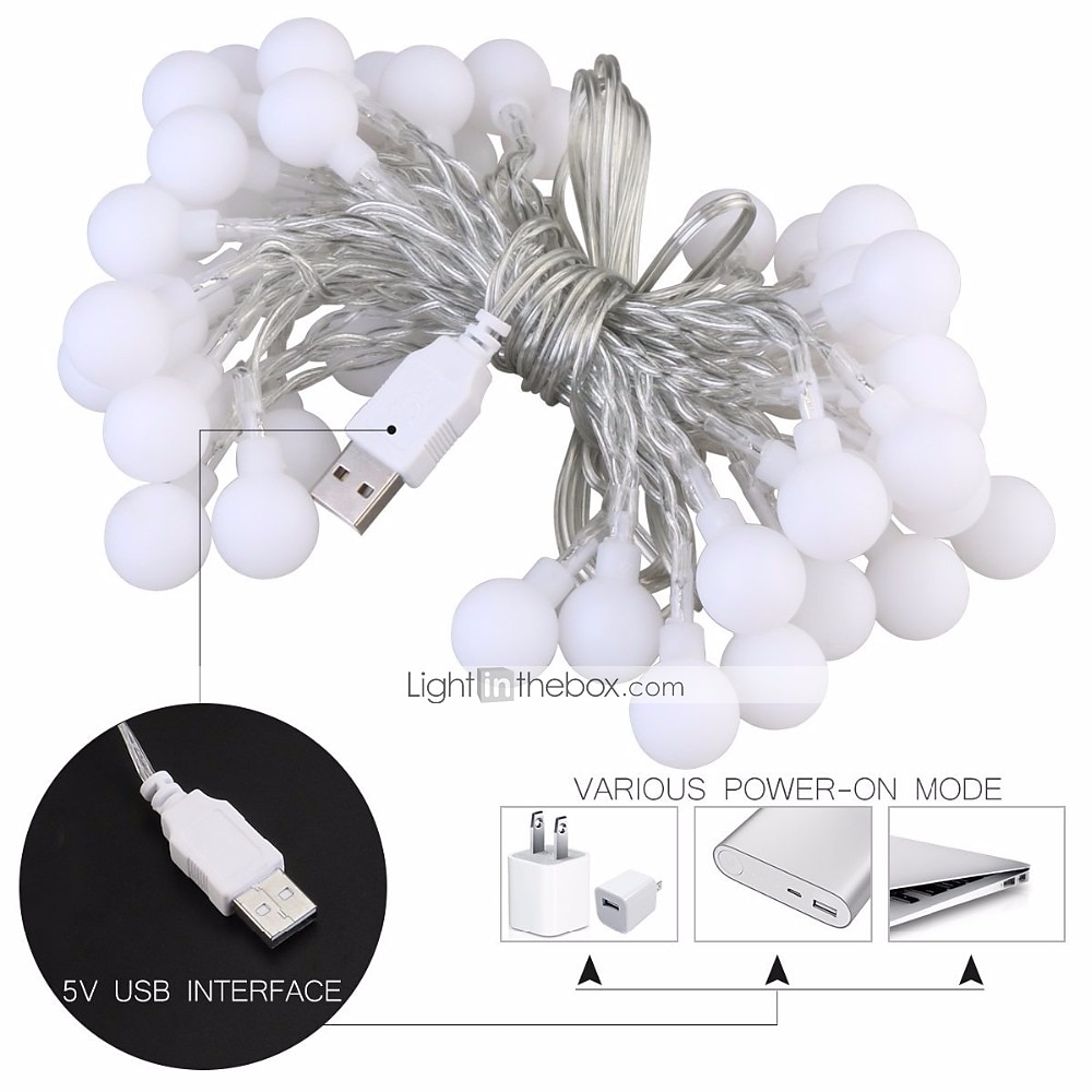 LED String Lights 3M-20LED 6M-40LED 10M-80LED Ball Lights USB Bulb Light String Waterproof Outdoor Wedding Christmas Holiday 2025 - $6.99 –P2