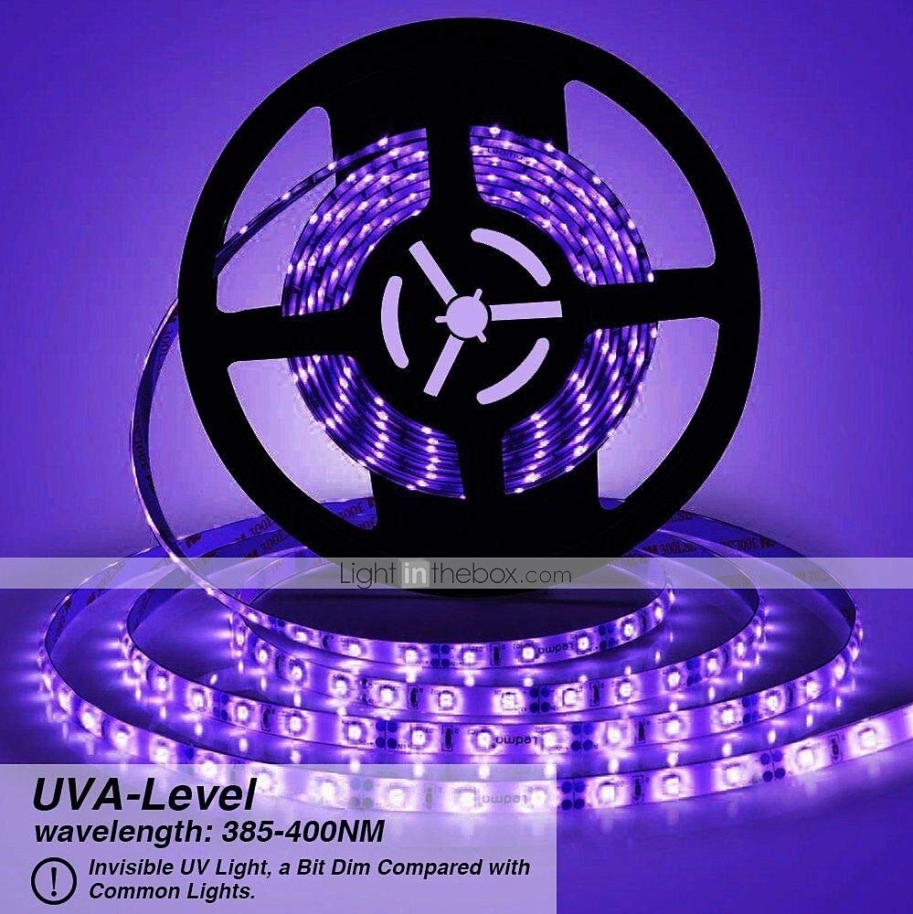 уф черный свет светодиодные полосы света 16.4ft 5m гибкие 395-405nm 2835smd 8mm гибкие dc12v для внутреннего освещения танцевальной вечеринки сценическое освещение краска для тела 2026 - $28.12 –P2