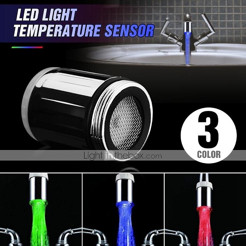LED Faucet Light 1 Piece Faucet accessories,Three colour Change Temperature Senor 2025 - $12.99 –P5