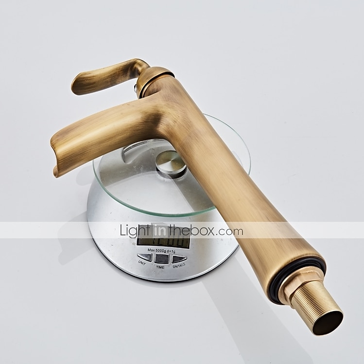 Waterfall Bathroom Faucet, Rustic Nickel Single Handle One Hole Brass Waterfall Bathroom Sink Faucet with Hot and Cold Water 2025 - $129.99 –P6