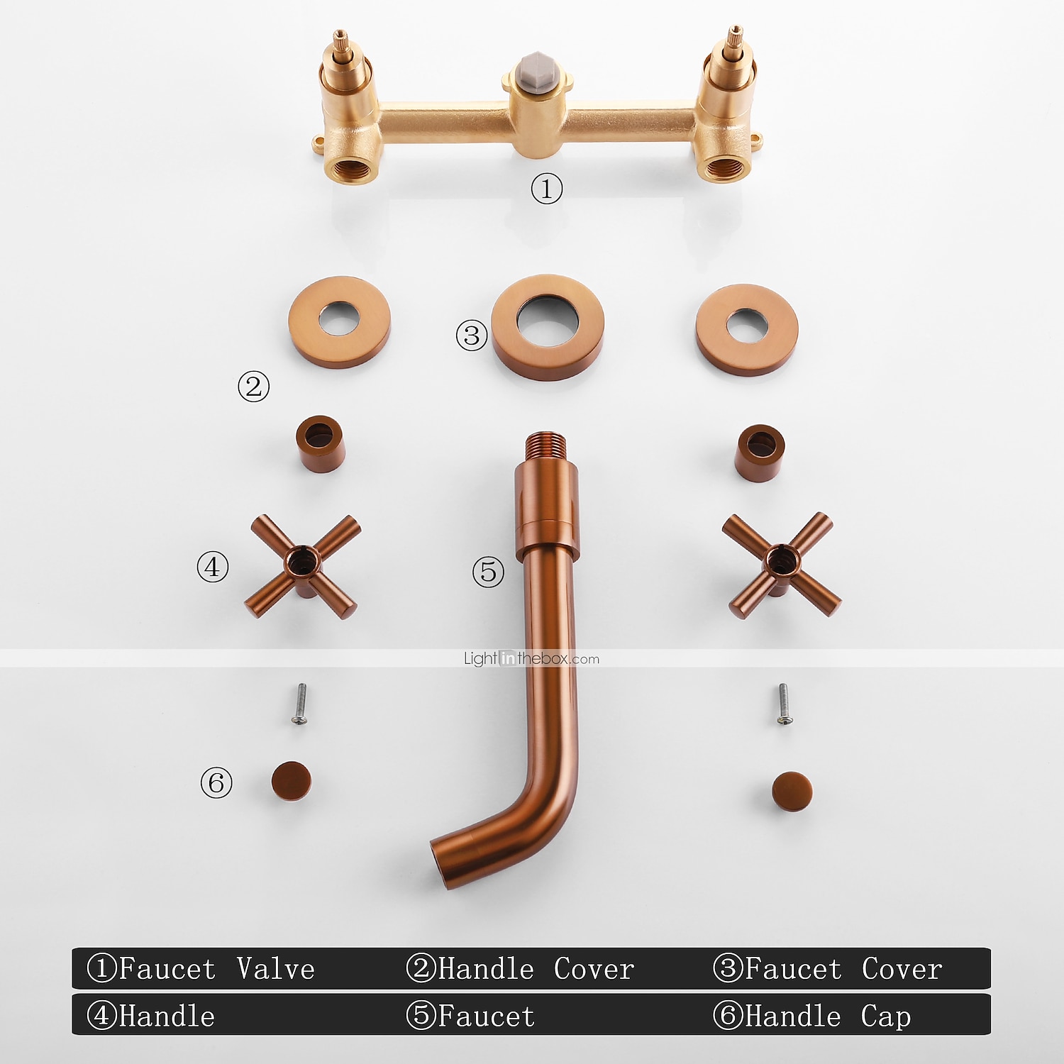 Brass Bathroom Sink Faucet,Wall Mount Widespread Rotatable Rose Gold Two Handles Three HolesBath Taps With Hot and Cold Water 2025 - $105.99 –P4