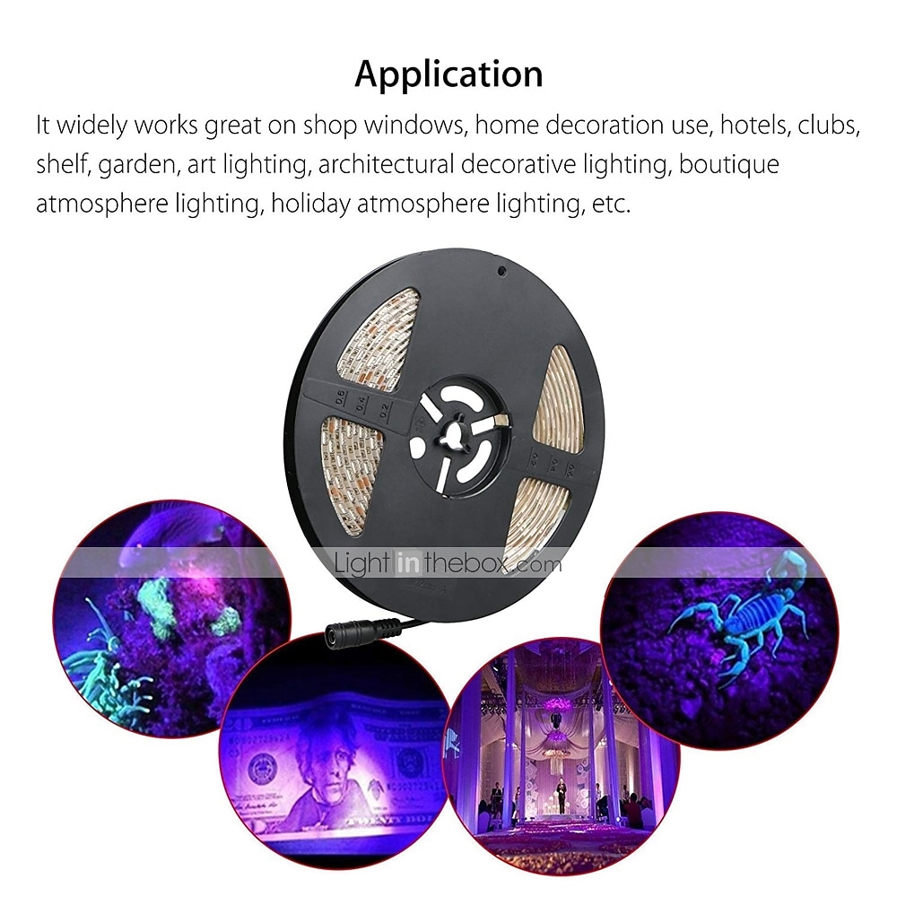16.4Ft 5m LED Strip Light Waterproof Flexible Light UV Black Light 395-405nm 2835 8mm LED Flexible Strip DC12V for Indoor Fluorescent Dance Party Stage Lighting Body Paint 2025 - GBP £25.58 –P8