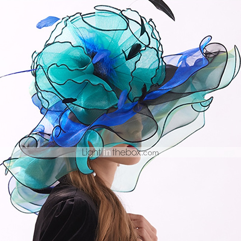 Cappello in Organza  Piume Kentucky  Fascinatori  Copricapo con Piuma  Fiore  Strati 1 PC Matrimonio  All'aperto  Corsa di Cavalli Copricapo per impressionare Abito da corsa del 2026 a $51.99 –P1