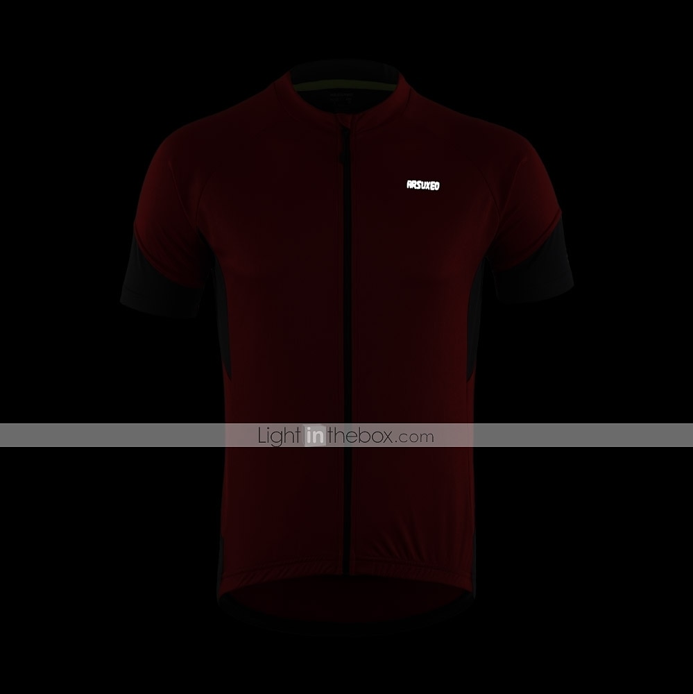 Arsuxeo Herre Sykkeltrøyer Kortermet Sykkel Topper med 3 baklommer Fjellsykling Veisykling Pustende Fukttransport Refleksbånd Tilbake Lomme Hvit Grønn Grå Lapper Polyester sport Klær / Elastisk 2025 - $27.99 -P3