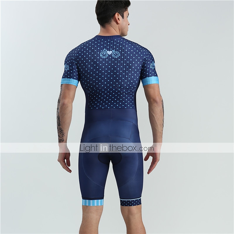 BOESTALK Miesten Lyhythihainen Triathlon Tri -puku Kesä Spandex Vihreä / Keltainen Taivaan sininen Sininen Raita Tilkkutäkki Pilkku Pyörä Liikunta-asut Hengittävä Anatominen tyyli Nopea kuivuminen 2025 - $44.99 –P3