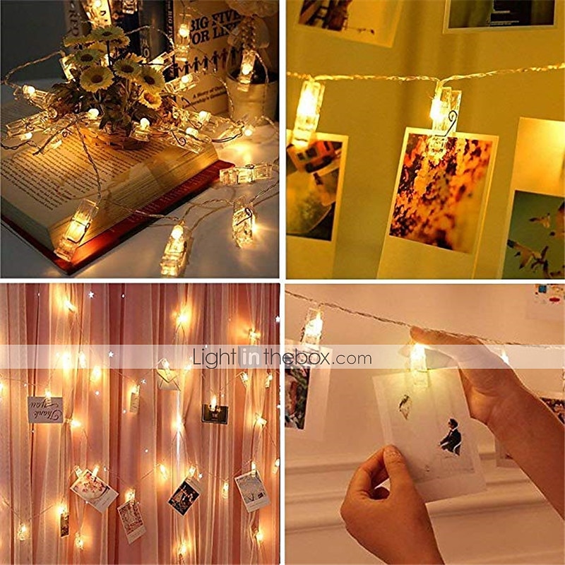 led foto klips měděná řetězová světla 3m 9,8 stop 20 led klipsy hvězdná víla pro vánoční večírek, závěsné obrázky karty ložnice dekorace na zeď domácí dekorace 2025 - $9.49 –P3