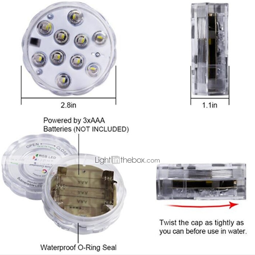 Outdoor Submersible Lights Underwater Swimming Pool Lights Waterproof Remote Control 4pcs 3W RGB 5.5V Suitable for Vases Aquariums 10 LED Beads 2025 - $17.49 –P3