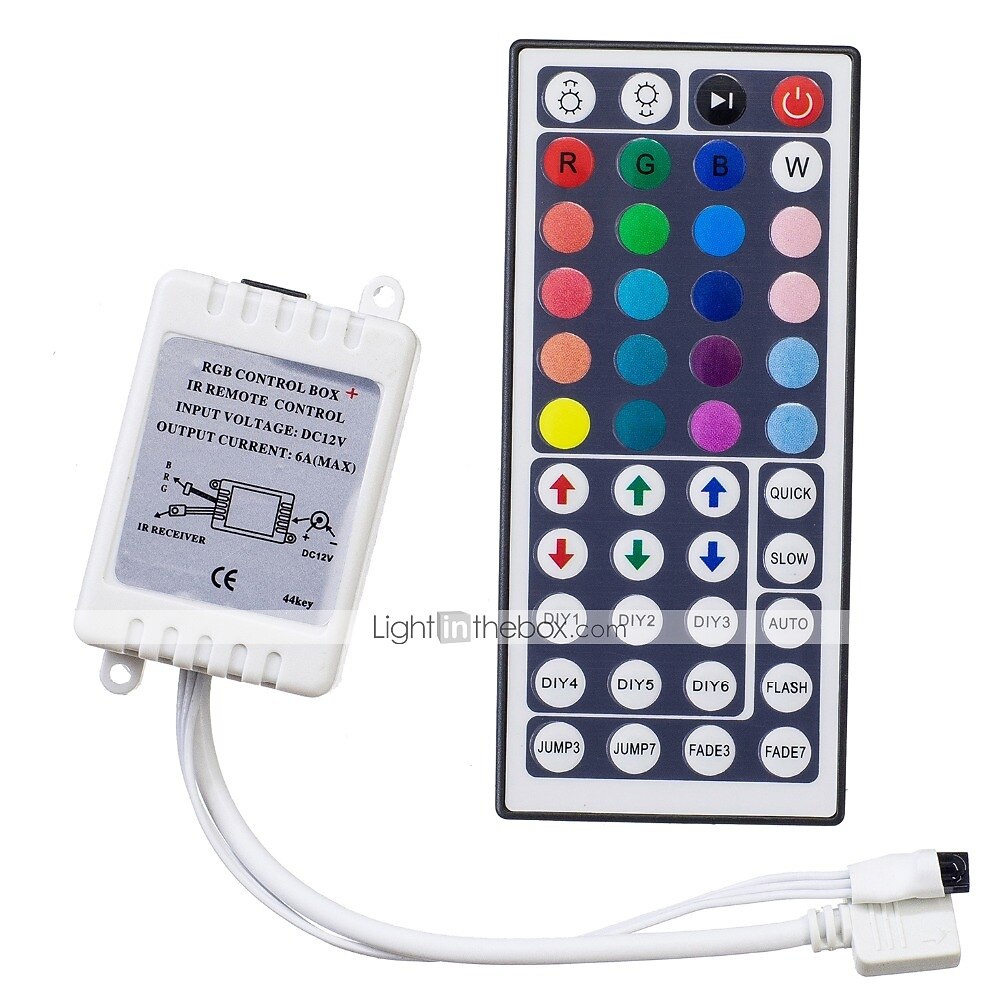 רצועת led נורות עשה זאת בעצמך בקר 44 מפתחות ir rgb control box מקלט ir dimmer dimmer dc12v 6a עבור rgb 2835 3528 5050 beads 2025 - $8.49 –P5