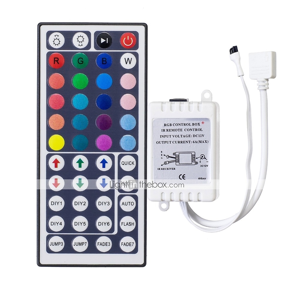 רצועת led נורות עשה זאת בעצמך בקר 44 מפתחות ir rgb control box מקלט ir dimmer dimmer dc12v 6a עבור rgb 2835 3528 5050 beads 2025 - $8.49 –P1