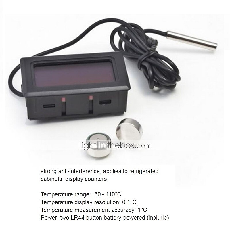 Compact LCD Digital Display Black Thermometer Temperature Sensor