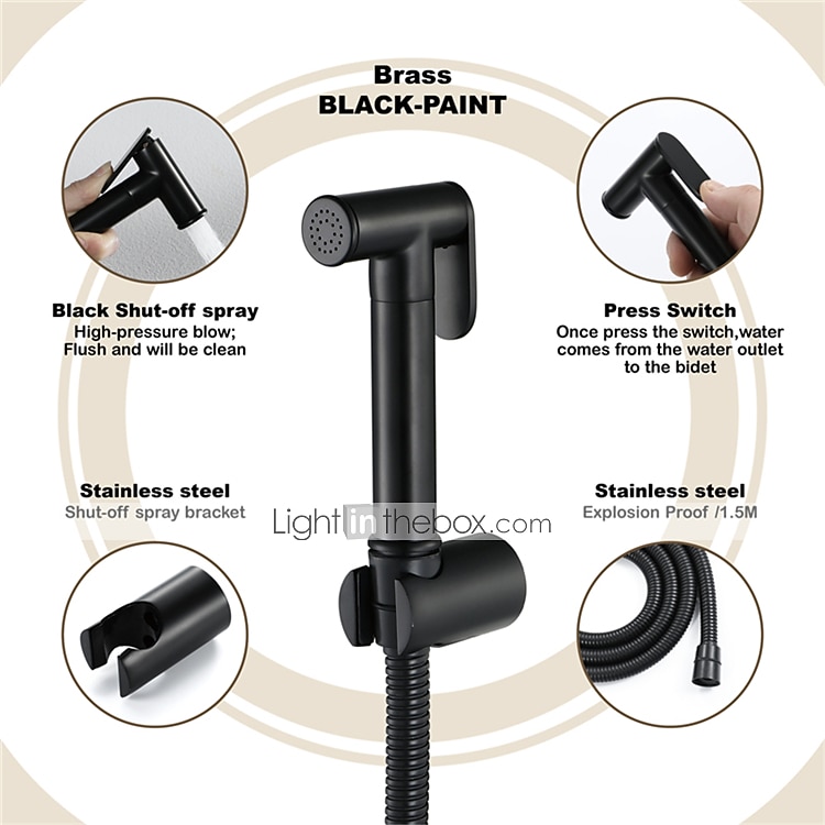 Brass Single Hole Bidet Painted Finishes Black Toilet Handheld Bidet Sprayer Self-Cleaning Contemporary Clean Spray Gun 2026 - $75.99 –P4