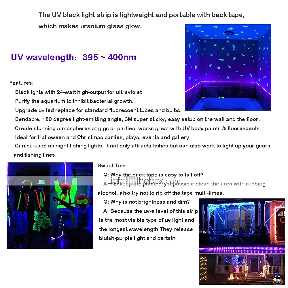 16.4Ft 5m LED Strip Light Waterproof Flexible Light UV Black Light 395-405nm 2835 8mm LED Flexible Strip DC12V for Indoor Fluorescent Dance Party Stage Lighting Body Paint 2025 - GBP £25.58 –P1