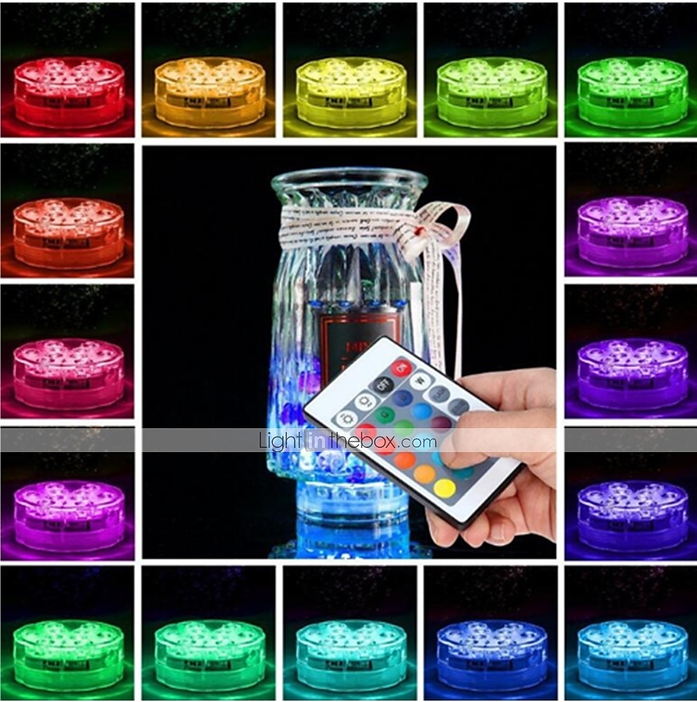 Outdoor Submersible Lights Underwater Swimming Pool Lights Waterproof Remote Control 4pcs 3W RGB 5.5V Suitable for Vases Aquariums 10 LED Beads 2025 - $17.49 –P4